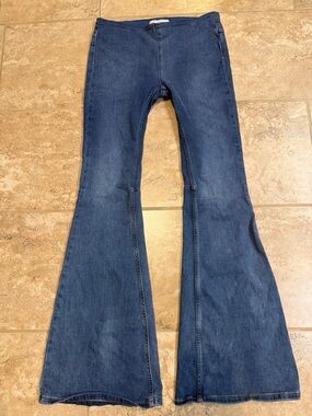 Free People Dark Blue Flare Wide-Leg Jeans size 27 R